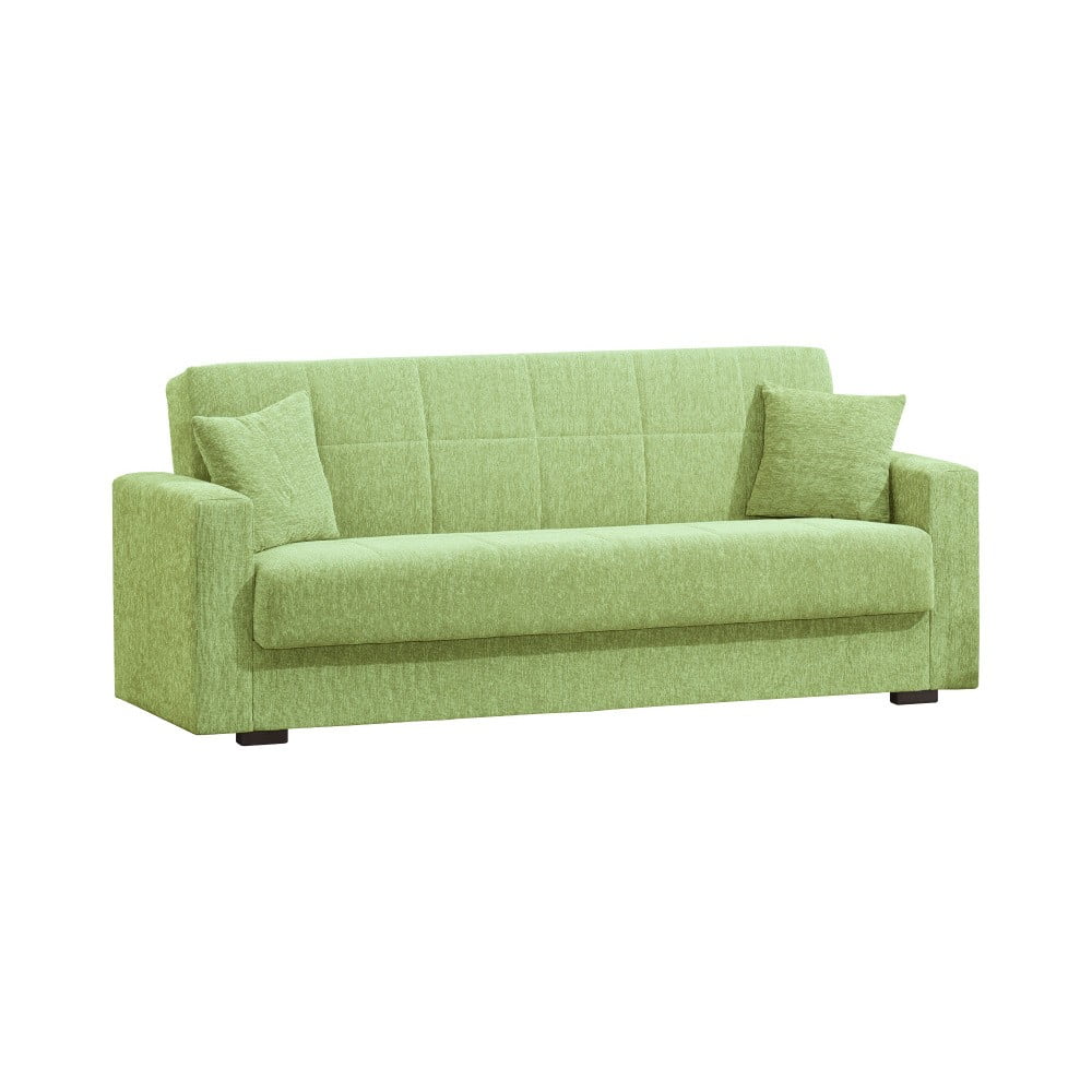 Zelená trojmístná rozkládací pohovka s úložným prostorem Esidra Relax