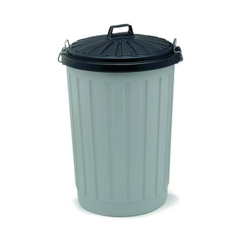 Pubelă din plastic cu capac negru addis, înălțime 71 cm, gri