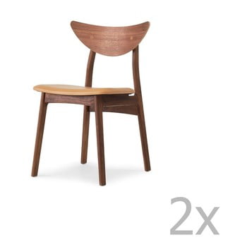 Set 2 scaune din lemn masiv de nuc WOOD AND VISION Chief, maro