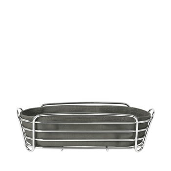 Coș oval pentru pâine cu pânză din bumbac blomus delara, lățime 32, gri