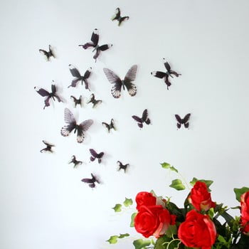 Set 18 autocolante 3d ambiance butterflies chic, negru