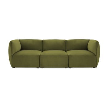 Canapea modulară cu 3 locuri vivonita velvet cube, verde măsliniu