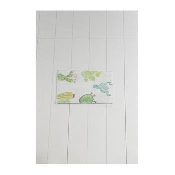 Covor baie tropica cactus i, 60 x 40 cm, alb - verde
