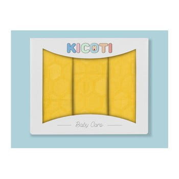 Set 3 feșe din fibre de bambus kicoti honeycomb, 75 x 75 cm, galben
