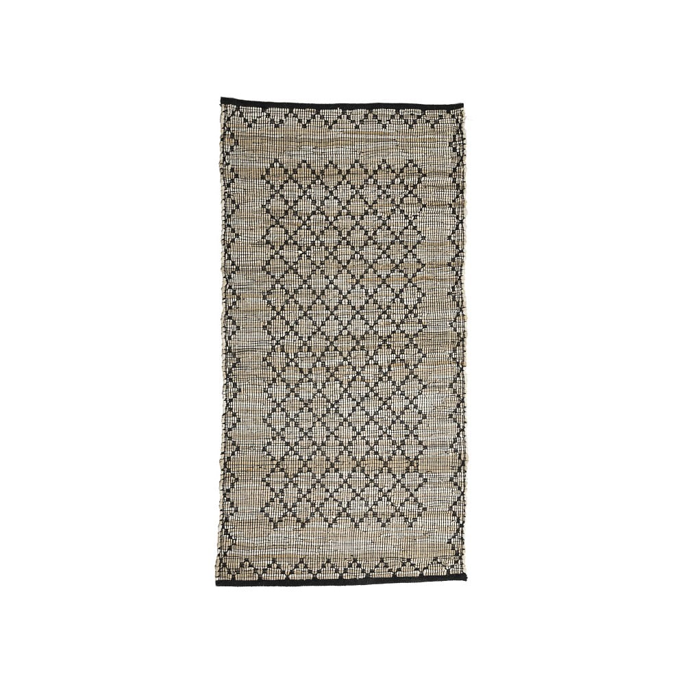Šedý koženýý koberec Simla, 140 x 70 cm