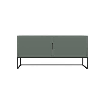 Masă tv cu picioare metalice și 2 uși tenzo lipp, lățime 118 cm, verde