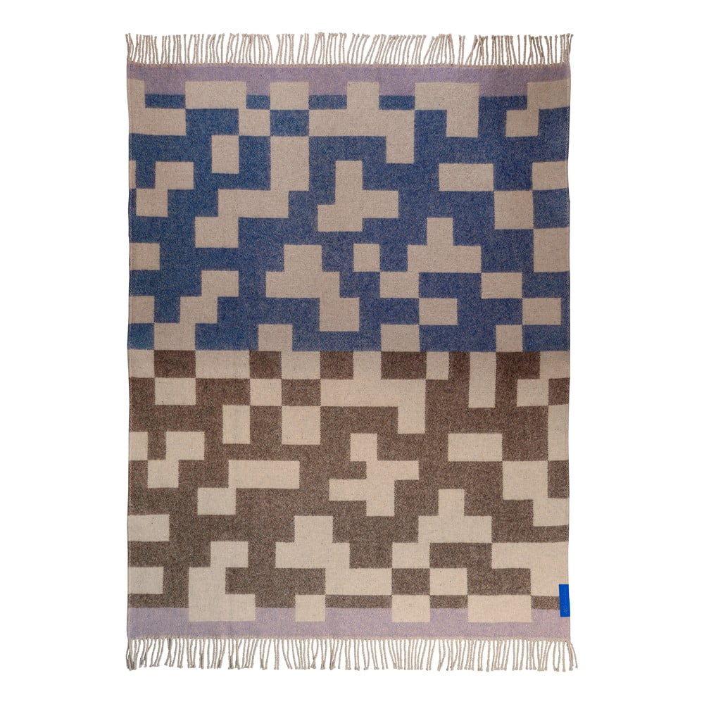 Modro-hnědá deka s příměsí vlny 130x190 cm Maze – Mette Ditmer Denmark