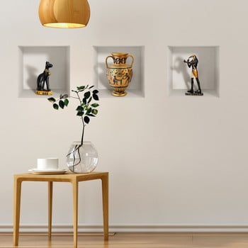 Set 3 autocolante 3d pentru perete ambiance egyptian statuettes