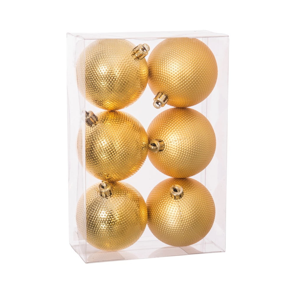 Sada 6 vánočních ozdob ve zlaté barvě Unimasa Dots
