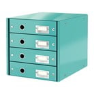 Tyrkysově modrý box se 4 zásuvkami Leitz Office, délka 36 cm