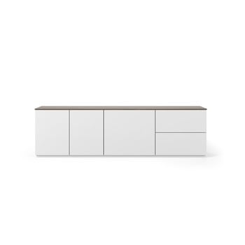 Masă tv cu blat în decor de lemn de nuc temahome join, 200 x 57 cm, alb mat