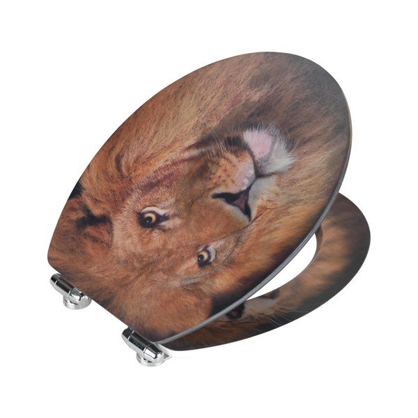 WC sedátko s 3D obrázkem a snadným zavíráním Wenko Lion, 44,5 x 38 cm