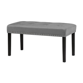 Bancă cu tapițerie din catifea monobeli pauli, lungime 102 cm, gri
