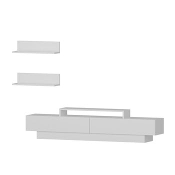 Set masă tv și 2 etajere perete lucca tv white, alb