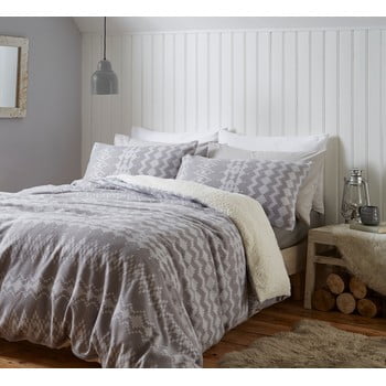 Lenjerie de pat din fleece catherine lansfield alpine, 135 x 200 cm, gri