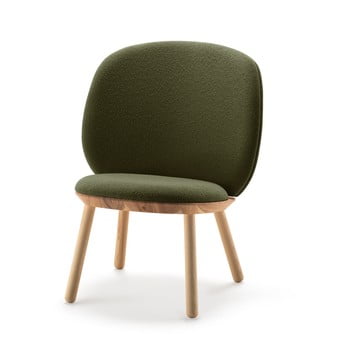 Scaun tapițat din lână emko naïve, verde-natural