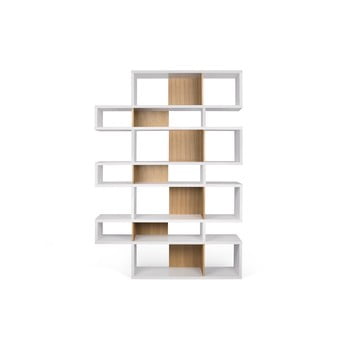 Bibliotecă cu detalii maro deschis temahome london, înălțime 220 cm, alb