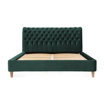 Pat din lemn de fag vivonita allon, 180 x 200 cm, verde petrol