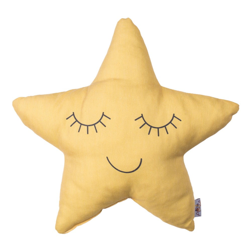 Žlutý dětský polštářek s příměsí bavlny Mike & Co. NEW YORK Pillow Toy Star, 35 x 35 cm