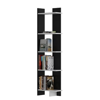 Bibliotecă cu detalii albe als black white, negru