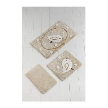Set 3 covoare de baie birdie, bej