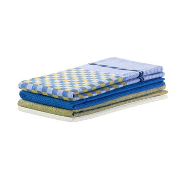 Set 3 prosoape de bucătărie din bumbac decoking louie, 50 x 70 cm, albastru-alb