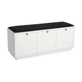 Bancă cu spațiu pentru depozitare și șezut negru rowico confetti, lățime 106 cm, alb
