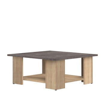 Măsuță de cafea cu aspect de lemn de stejar cu blat cu aspect de beton TemaHome Square, 67 x 67 cm