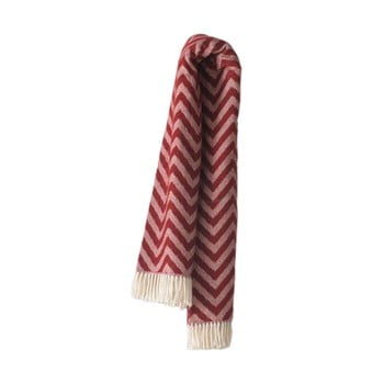 Pled din amestec de bumbac euromant chevron, 140 x 180 cm, roșu burgundi