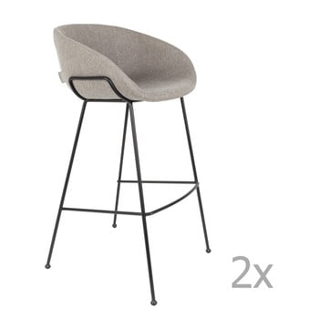 Set 2 scaune bar Zuiver Feston, înălțime scaun 76 cm, gri