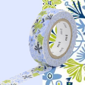 Bandă washi MT Masking Tape Beng and Lotta, albastru - verde