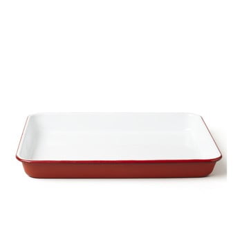 Tavă smălțuită pentru servit Falcon Enamelware, roșu-alb