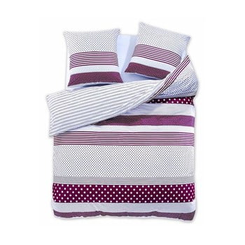 Lenjerie din bumbac cu 2 fețe pentru pat dublu decoking diamond red velvet, 200 x 220 cm
