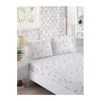 Cearșaf cu elastic din bumbac + 2 fețe de pernă softy, 160 x 200 cm