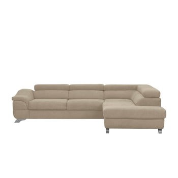Canapea extensibilă cu înveliș de catifea windsor & co sofas gamma, pe partea dreaptă, maro gri