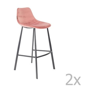 Set 2 scaune bar cu tapițerie catifelată Dutchbone, înălțime 106 cm, roz de la Dutchbone