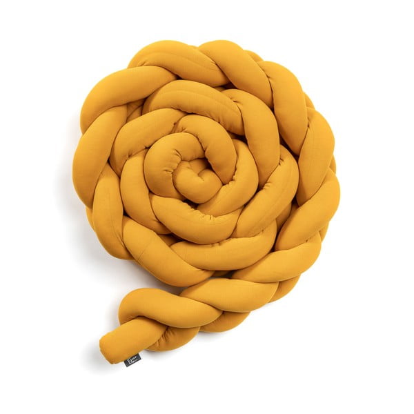 Hořčicově žlutý bavlněný pletený mantinel do postýlky ESECO, délka 180 cm