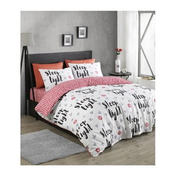 Lenjerie de pat din bumbac ranforce pentru pat de 1 persoană mijolnir sleeptight fuchsia & white, 140 x 200 cm