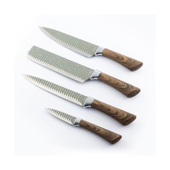 Set 4 cuțite din inox innovagoods swiss q wood