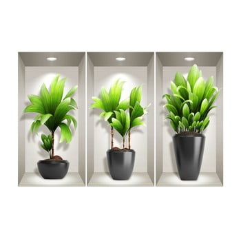 Set 3 autocolante 3D pentru perete Ambiance Exotic Plants imagine