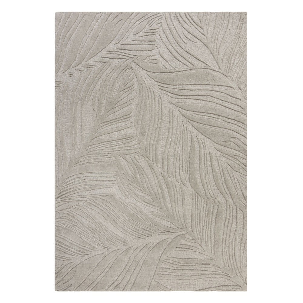 Šedý vlněný koberec Flair Rugs Lino Leaf, 120 x 170 cm