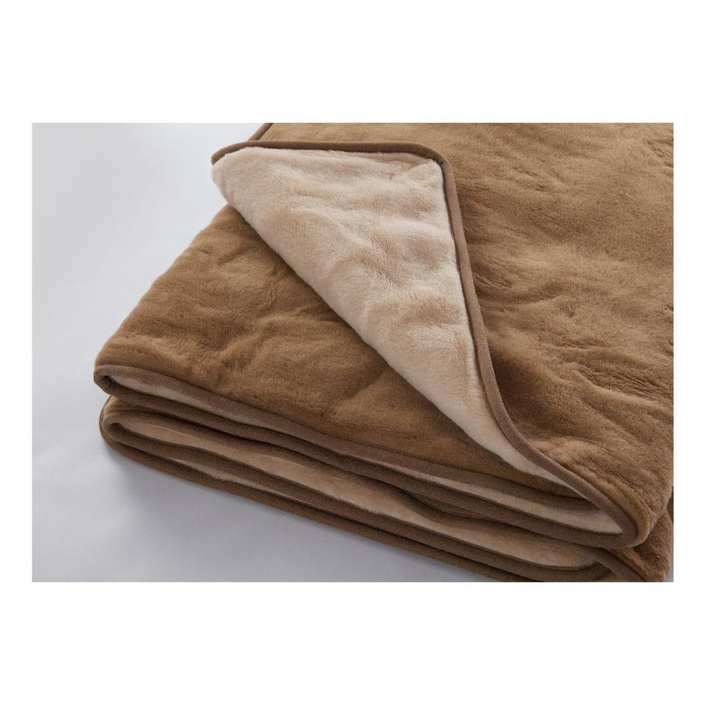 Hnědá deka z merino vlny Royal Dream Quilt, 160 x 200 cm