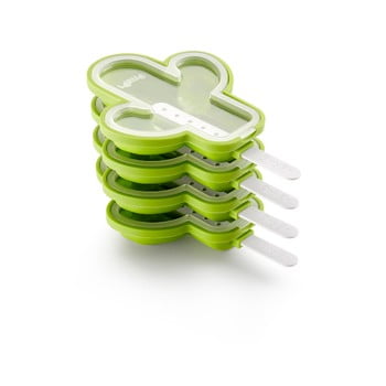 Set 4 forme din silicon pentru înghețată în formă de cactus lékué, verde