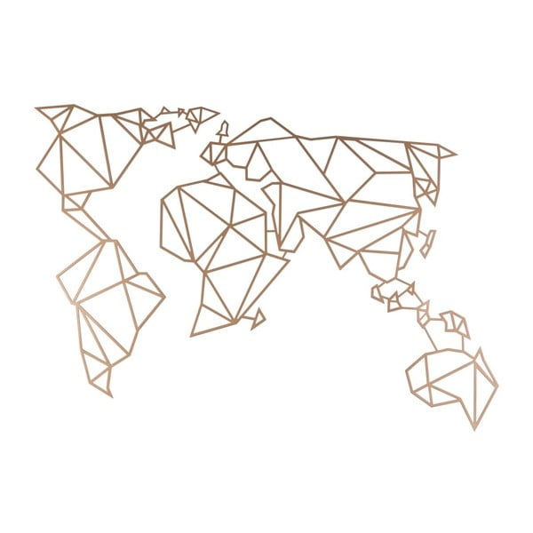 Kovová nástěnná dekorace v měděné barvě Homemania World, 100 x 55 cm