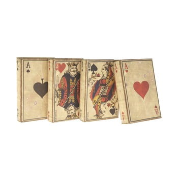 Set 4 cutii din lemn antic line cards