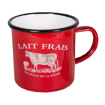 Cană smălţuită antic line lait frais, roşu