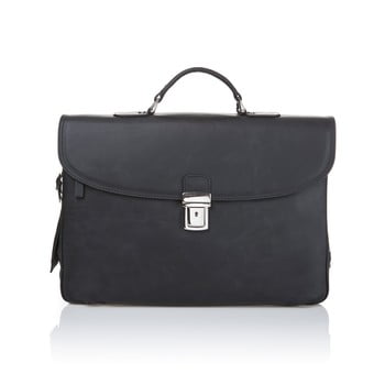 Geantă din piele pentru bărbați ferruccio laconi brief, negru