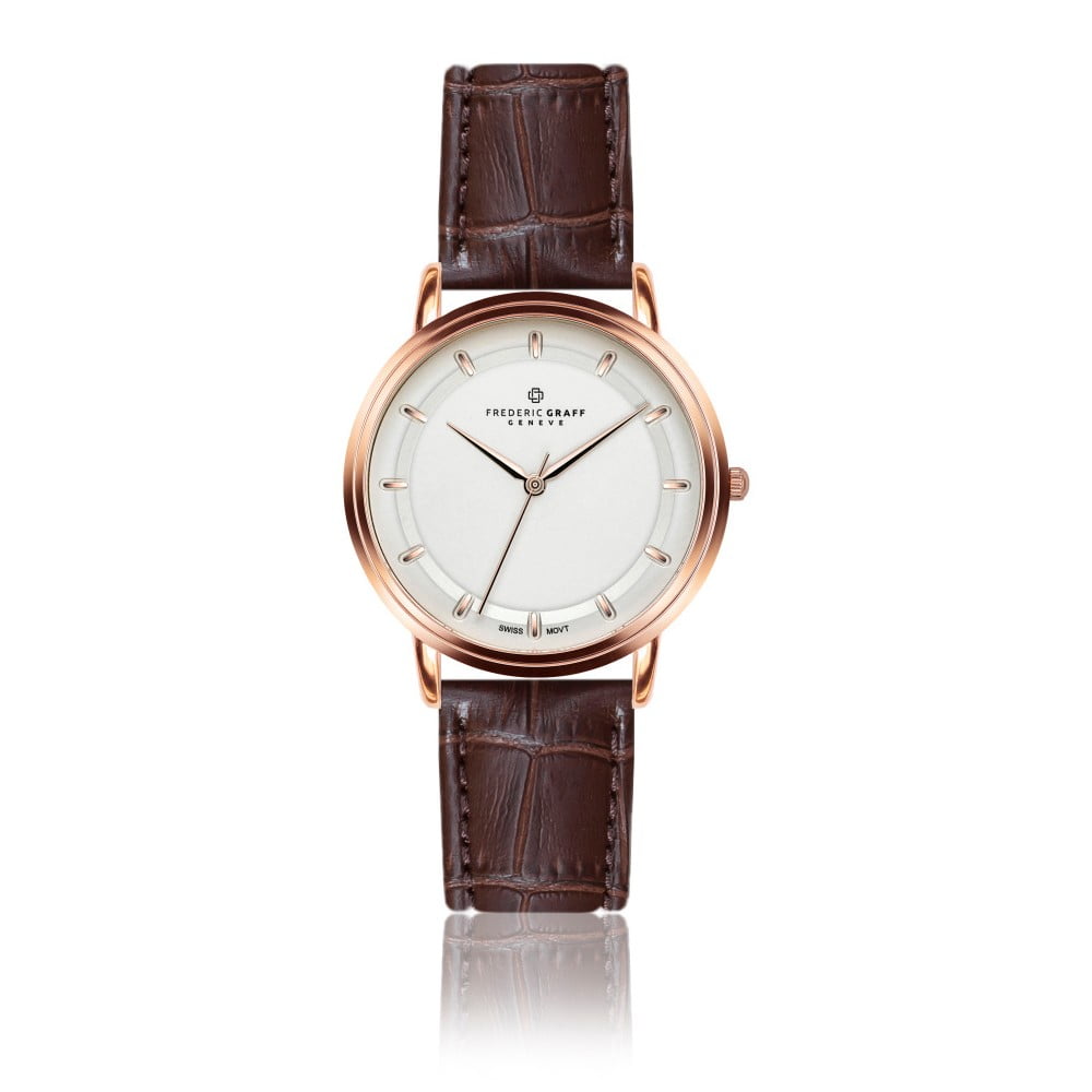 Unisex hodinky s hnědým páskem z pravé kůže Frederic Graff Croco Margo