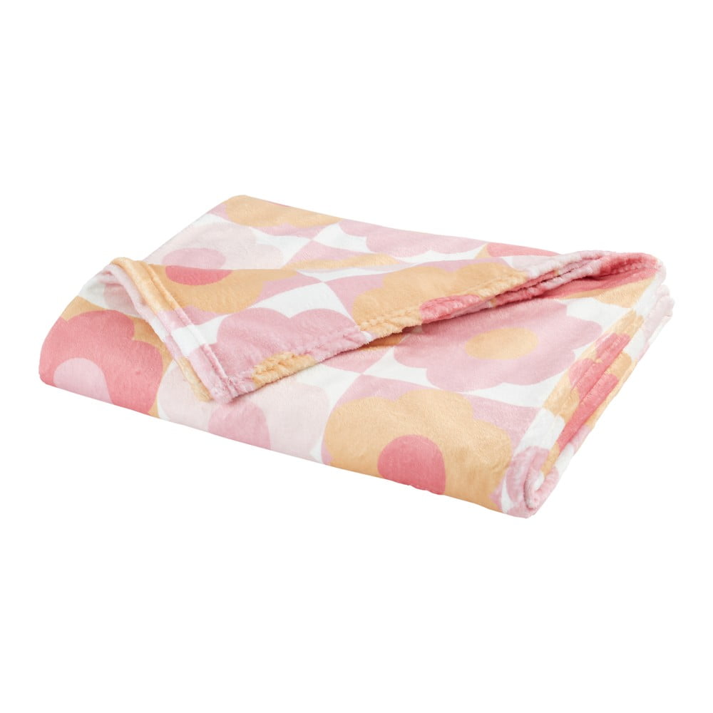 Růžová dětská deka z mikroflanelu 130x170 cm Retro Daisy – Catherine Lansfield