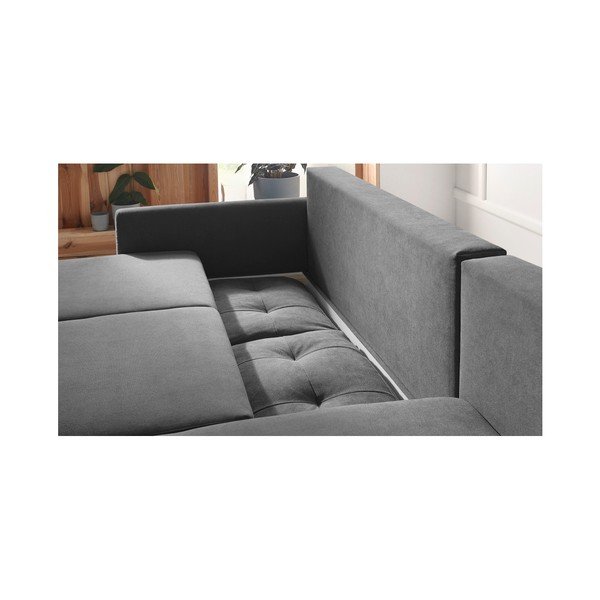 Tmavě šedá rozkládací rohová pohovka Bobochic Paris Balio Enjoy, pravý roh